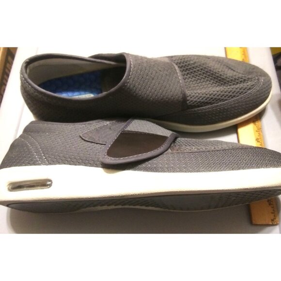 YouYun men's size 12 gray memory foam hook loop diabetic comfort casual shoe - Picture 4 of 7